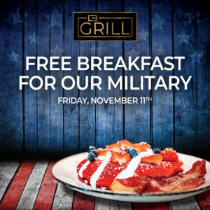 free breakfast for military graphic