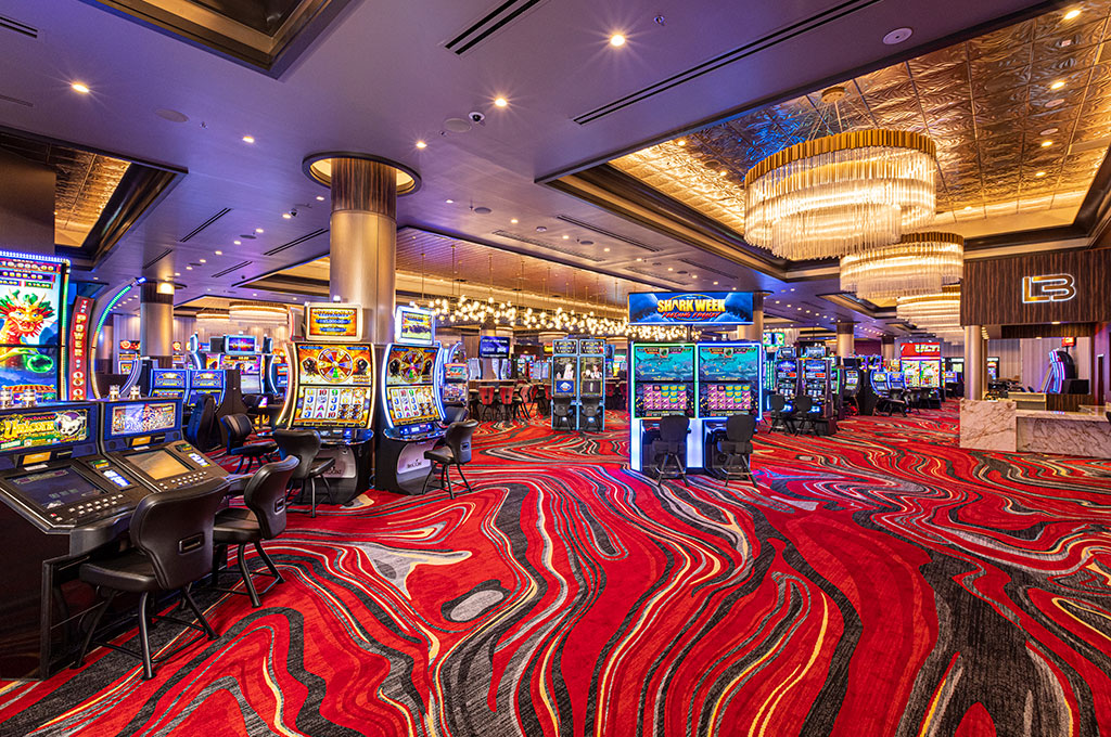 wide shot of slot machines on casino floor at Legends Bay Casino