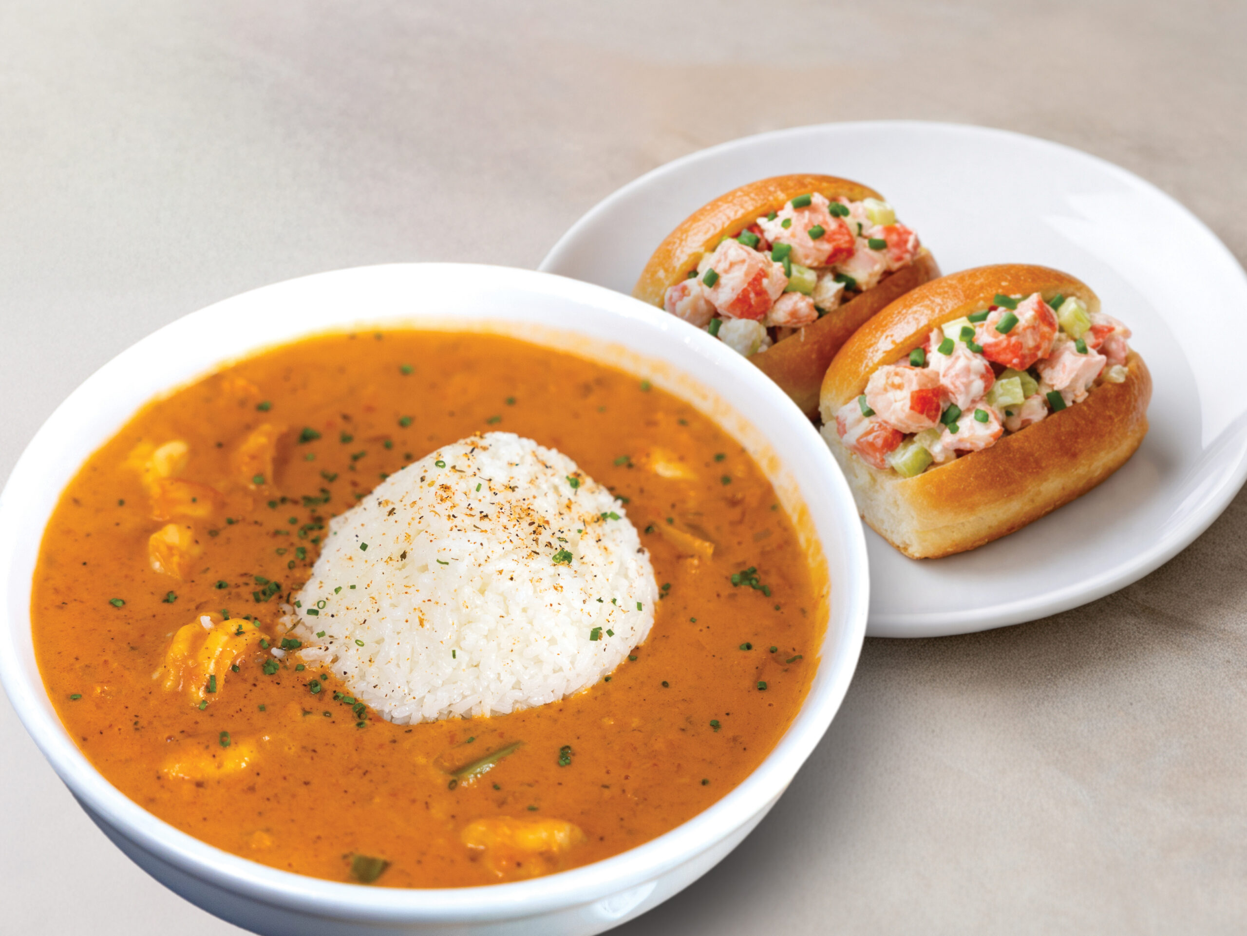 Half Shrimp Pan Roast & 2 Surimi Lobster Sliders